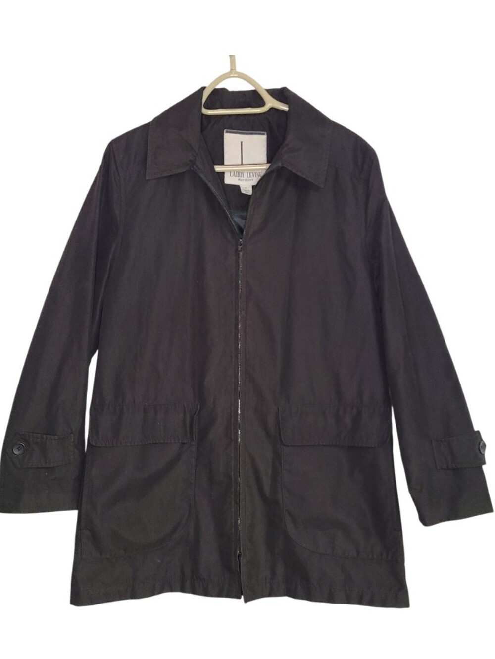 Larry Levine Microfiber Zip Front Utility Jacket Black Size S